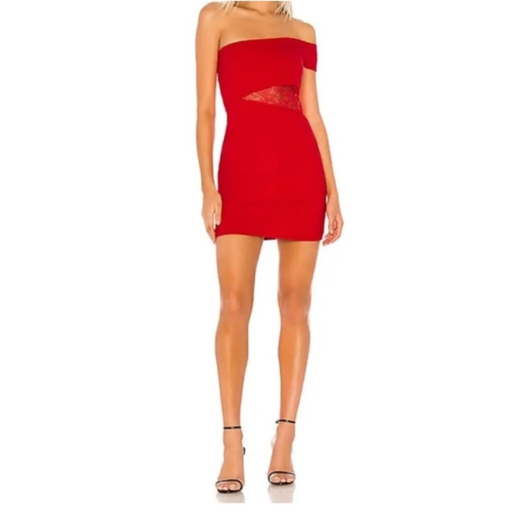 Lovers + Friends Off-Shoulder Red Bodycon Mini Dress Size Small